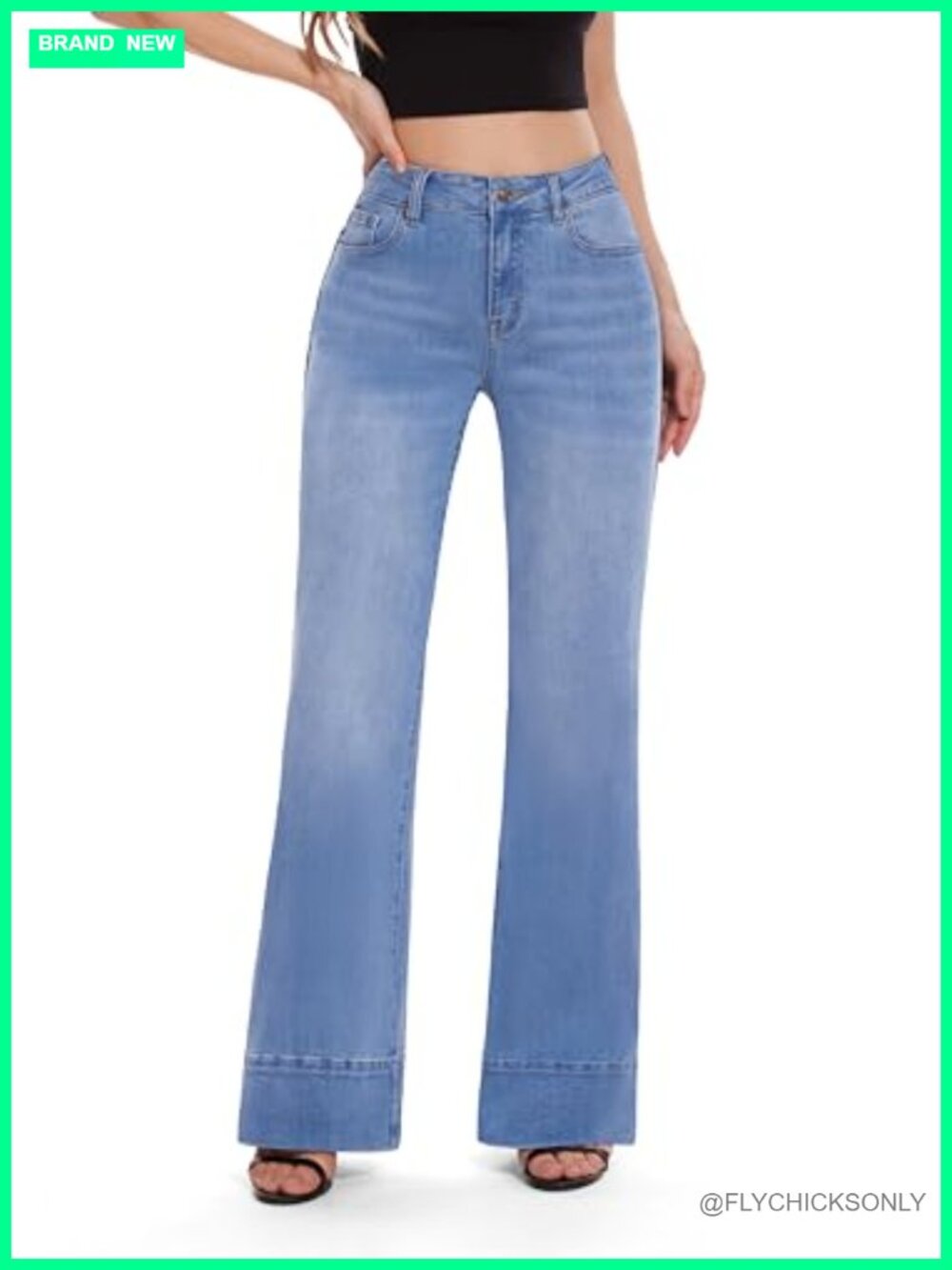 High Waist Flare Bell Bottom Wide Leg Stretch Denim Jeans
